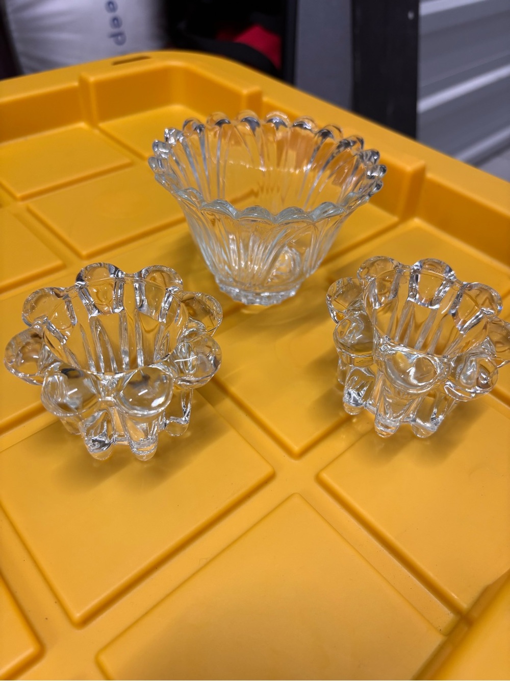 Clear Glass Scalloped Votive Holders - Set of 3